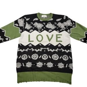 The Hideout Clothing Love Paisley Knit Holiday Sweater Men's 2XL Green NWT